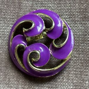 Elegant Purple and Gold Swirl Brooch